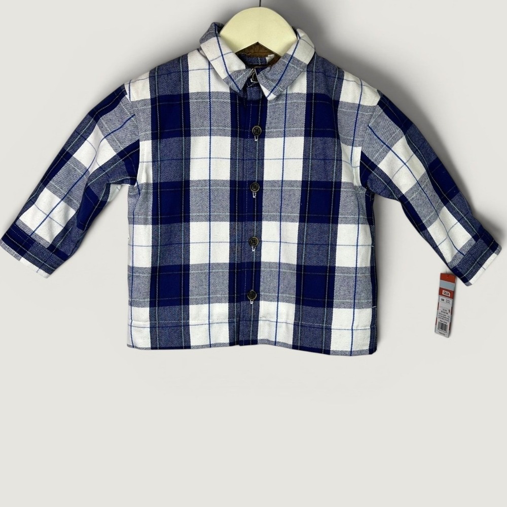 Cat & Jack Boys' Sherpa Lined Flannel Shirt Jacket 18M NWT Navy Plaid